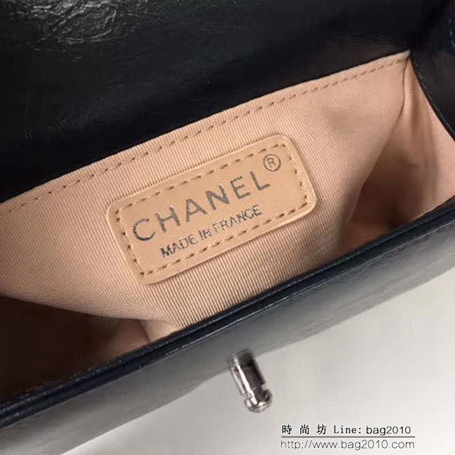 香奈兒CHANEL 藍色2018FW款皺紋小牛皮編織V線鏈條單肩斜挎包 DSC2123